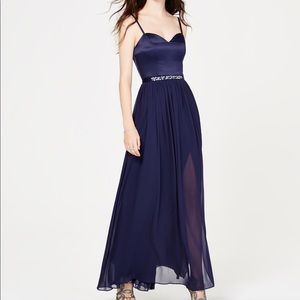 city studio rhinestone belted chiffon dress